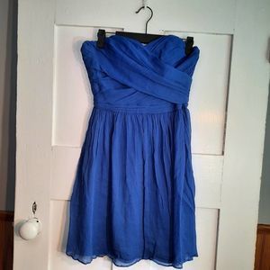JCREW Cobalt Blue Crinkle Strapless Mini Formal/Bridesmaid Dress sz6